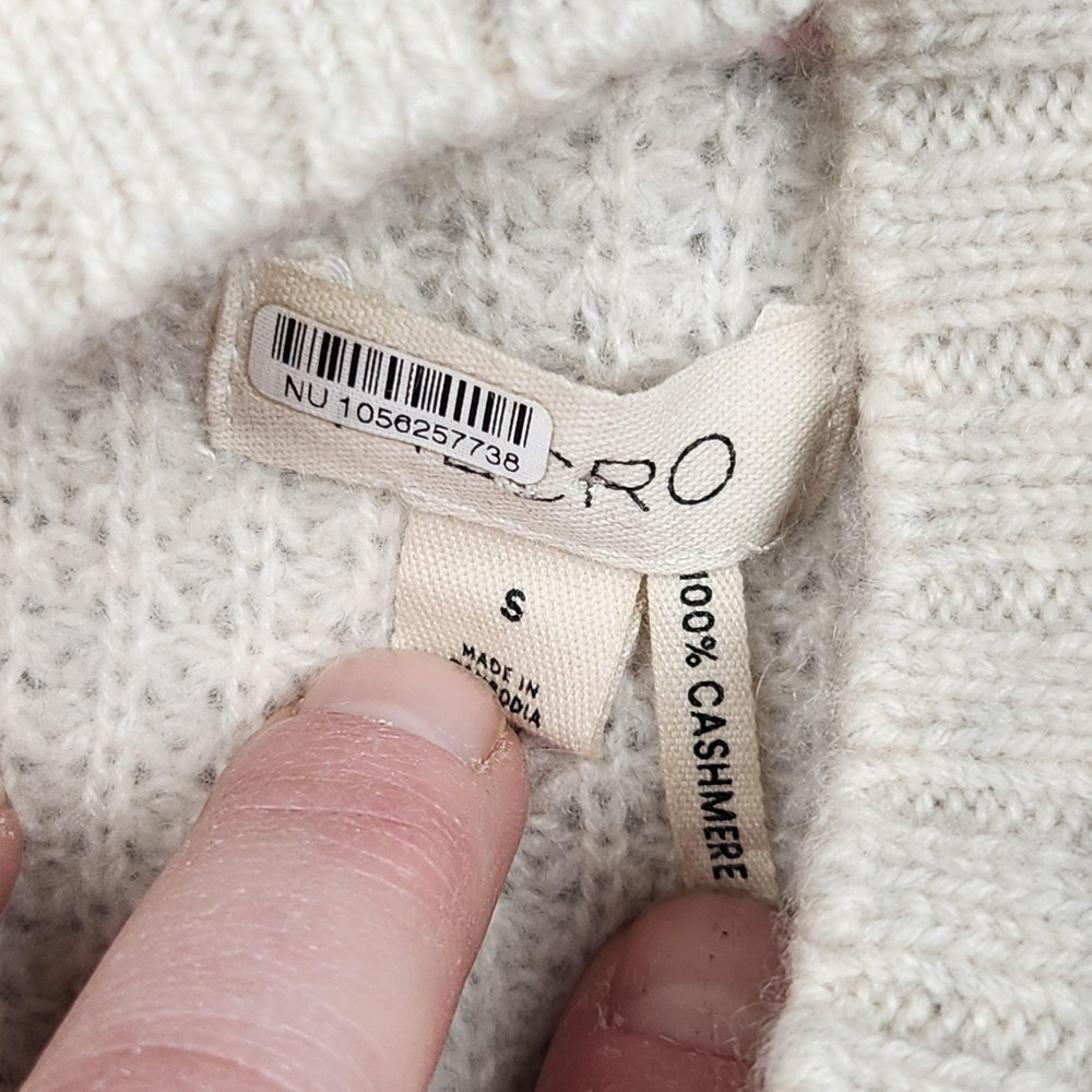 Pilcro Cashmere Sweater Womens Small Waffle Knit Mock Neck Relaxed Pullover - Picture 2 of 8